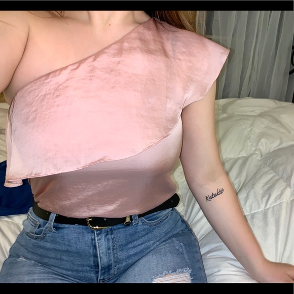 Silky one arm pink top - Picture 1 of 3